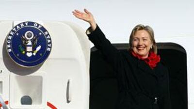 Hillary Clinton departing today for Jakarta at Tokyo International Airport.