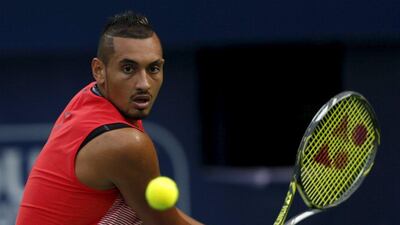 Nick Kyrgios of Australia returns the ball to Stanislas Wawrinka of Switzerland during their semi final match at the ATP Dubai Duty Free Tennis Championships, February 26, 2016. REUTERS/Ahmed Jadallah