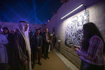 Sheikh Saud bin Saqr Al Qasimi, Ruler of Ras Al Khaimah, at the RAK Fine Arts Festival. Leslie Pableo for The National