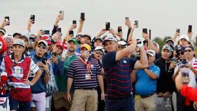 USA's Bryson DeChambeau hits his approach on the 16th hole during the Ryder Cup fourballs at Whistling Straits, Wisconsin, on Friday, September 24. Reuters