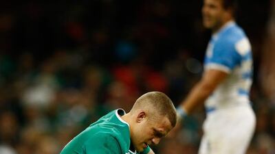 A dejected Ian Madigan of Ireland reacts after the final whistle. Stu Forster / Getty Images