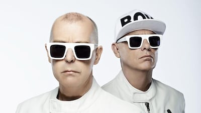 Singer Neil Tennant and keyboardist Chris Lowe of The Pet Shop Boys pose for a photo. The Pet Shop Boys, along with Arrested Development, Fatboy Slim, Scouting for Girls, and Goldfish will be performing at Sandance at the Atlantis the Palm in Dubai on May 9. John Wright / BB Gun Press via Bloomberg