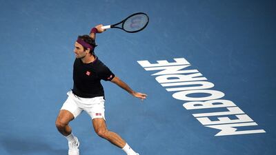 Roger Federer of Switzerland in action during his third round match against John Millman of Australia on day five of the Australian Open. EPA