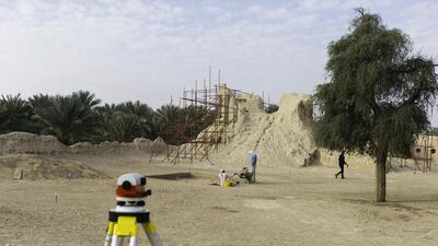 Bayt Bin Hadi archeological site in the Hili Oasis area of Al Ain. Christopher Pike / The National