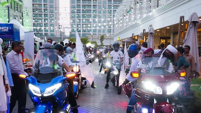 Guests arrive on motorbikes. Photo: Pakistan Association Dubai