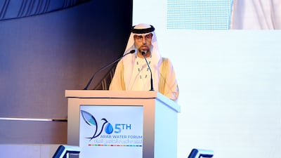 Suhail Al Mazrouei, Minister of Energy and Infrastructure, speaking on Tuesday. Photo: Arab Water Forum