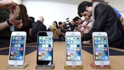 The iPhone SE retails in the UAE from Dh1,649 for the base level 16GB model, rising to Dh2,049 for a 64GB model. David Paul Morris / Bloomberg
