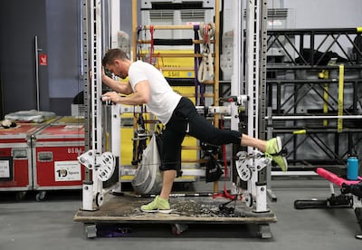 The travelling gym backstage for Cirque du Soleil performers. Pawan Singh / The National