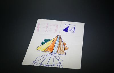 A drawing of an aeroplane at the War Childhood Museum. 'I made this drawing of an airplane that I will someday take to see Syria from the sky', said Mohamad who was born in 2011. REUTERS