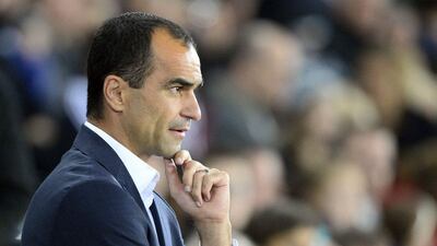 Everton manager Roberto Martinez reacts during their League Cup loss to Swansea City on Tuesday night. Rebecca Naden / Reuters / September 23, 2014