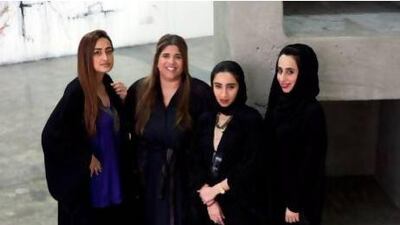The women behind Time and Space Matter, from left: the curators Maisa Al Qassimi and Noor Al Suwaidi, and the artists Zeinab Al Hashemi and Shamma Al Amri. Razan Alzayani / The National