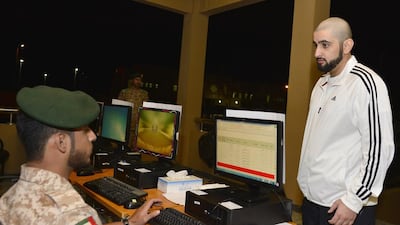 Sheikh Ahmed bin Mohammed bin Rashid enrols for military service at Sieh Al Lahma camp in Al Ain on Saturday. Wam