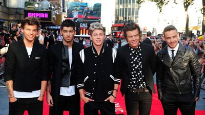 Tomlinson, Malik, Horan, Styles and Payne at the world premiere of One Direction: This Is Us at the Empire Leicester Square in London on August 20, 2013. AP