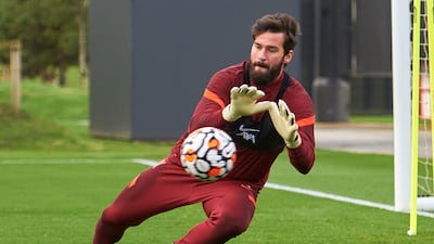 Goalkeeper Alisson Becker during the training session.