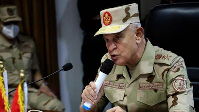 Egyptian military Chief of Staff Mohamed Farid speaks during a meeting of the Egyptian-Sudanese military committee in Sudan's capital Khartoum. AFP