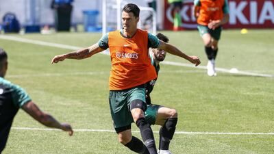 Jose Fonte attends a training session at the Kratovo training camp. Paulo Novais / EPA