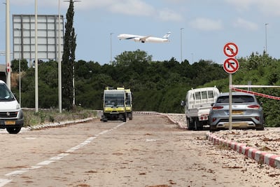 Damage caused by a ballistic missile fired from Yemen at Ben Gurion. EPA