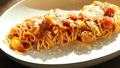 Seafood spaghetti, one of the rotating pasta dishes