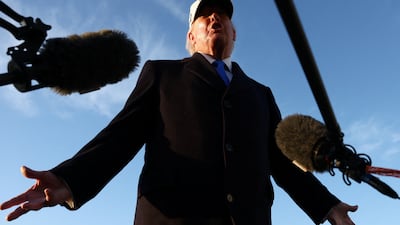 US President Donald Trump speaks to journalists in Washington last week. Trust in mainstream media has declined in the US and elsewhere. Reuters