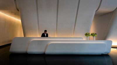 The main lobby at One Thousand Museum, the only residential space in downtown Miami with a helipad. AFP