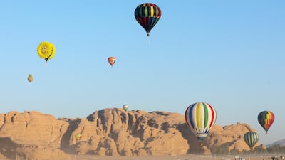 Hot-air balloons fly in the Wadi Rum desert, Jordan. Reuters
