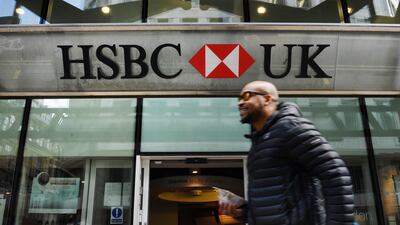 An HSBC branch in London. British banks have signalled they expect profits to grow in 2023, despite the precarious economy. EPA