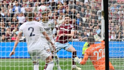 West Ham United's Declan Rice scores their first goal. Reuters