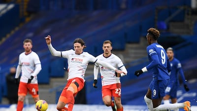 Glen Rea - 6: Couldn’t stretch out leg enough to block Chelsea opener but stuck to his task at the back as Chelsea dominated. Hooked at half-time as Luton changed formation. AFP