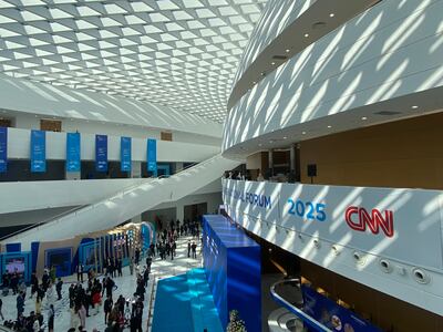The Astana International Forum in the Kazakh capital, hosted at the city's modern congress centre. Lizzie Porter / The National