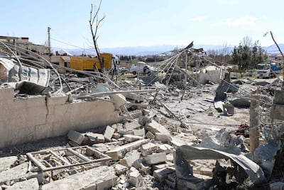 The aftermath of an Israeli air strike that targeted the village of Temnin in Lebanon's Bekaa Valley. AFP