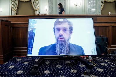 Twitter's Jack Dorsey and his beard give their opening statement during the Senate Commerce, Science and Transportation Committee hearing. Reuters