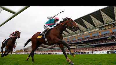 Tom Quealy on Frankel races ahead of Olivier Peslier on Cirrus des Aigles to win The Champion Stakes during the British Champions Day at Ascot in England. Eddie Keogh / Reuters