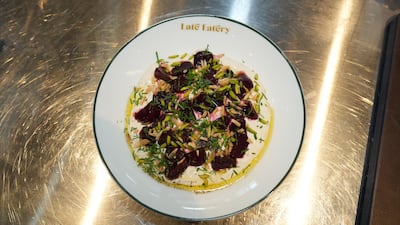 Labneh with baby beetroot, olive oil and roasted hazelnuts is a hearty and tasty starter. Photo: Late Eatery