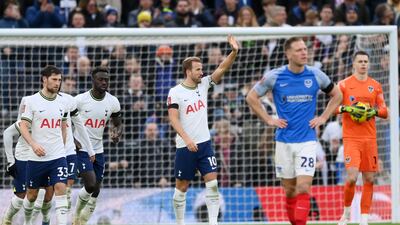 Harry Kane celebrates after scoring. Getty