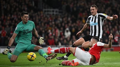 NEWCASTLE RATINGS: Nick Pope 7: Good stop to deny Saka in first five minutes and, while clearly the busier of either goalkeeper, only next seriously called into action to block Nketiah shot four minutes from time. Helped make it six clean sheets in a row for Magpies. AFP