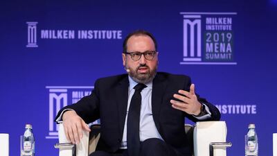 Alain Bejjani , Majid Al Futtaim Holding during the Emerging Trends: Shaping Real Estate session at the Milken Institute MENA Summit 2019 held at The St. Regis Saadiyat Island Resort in Abu Dhabi. Pawan Singh / The National