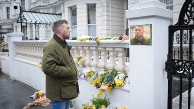 Liam Hawkins from Deptford, south-east London, arrives to sign up to join the Ukrainian armed forces at the Ukrainian Embassy in west London on Tuesday, March 1, 2022. PA