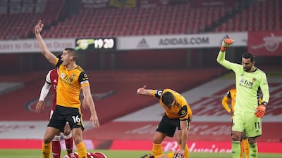 Raul Jimenez, 6 – Wolves’ star striker will have been keen to add to his tally at the Emirates, but his side suffered a huge blow as a nasty clash of heads with David Luiz saw the Mexican striker’s evening come to an abrupt end when he was stretchered off inside 10 minutes. EPA