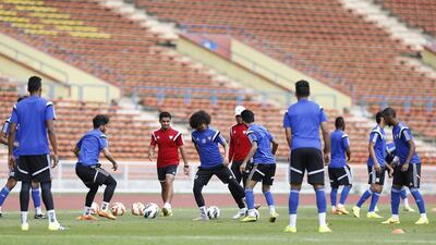 Omar Abdulrahman (centre) during training. Al Ittihad / June 15, 2015