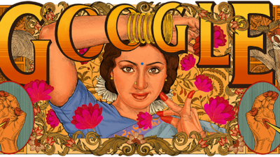 The Google Doodle celebrating actress Sridevi was created by Mumbai artist Bhumika Mukherjee. Photo: Google