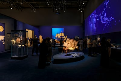 The exhibition explores how advances in navigation helped sailors establish trading networks across the Indian Ocean over more than a millennium. Victor Besa / The National