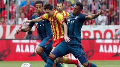Lionel Messi was in Barcelona's starting line-up for the friendly against Bayern Munich, but the Catalans still lost. Matthias Schrader / AP Photo