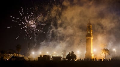 Fireworks explode during New Year celebrations in Baghdad. Reuters