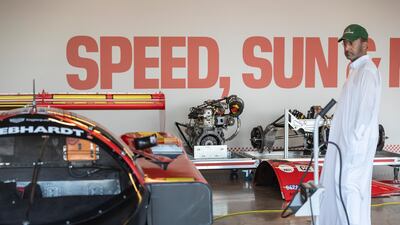Normally a team-only enclosure, visitors can see priceless racing cars being prepared