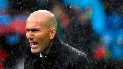 Real Madrid mabager Zinedine Zidane shouts orders during the match against Eibar. AFP