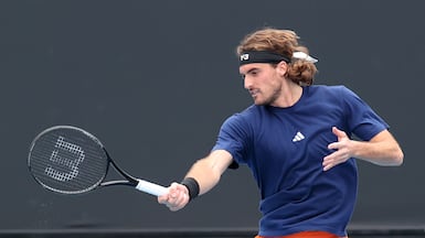 Stefanos Tsitsipas during a practice session ahead of the 2026 Australian Open at Melbourne Park. Getty Images