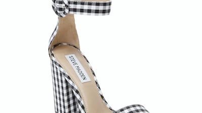 Gingham is a very summery fabric, and these heels will look great with shorts as well as a summer dress; Dh329, Steve Madden 