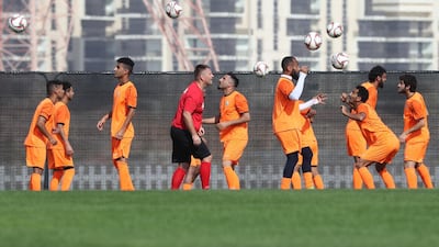 The Yemen football team take part in a training session in Abu Dhabi. AFP