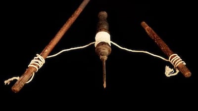 A boat-builder's hand-operated drill from the 1950s/1960s. The implement was surprisingly effective.