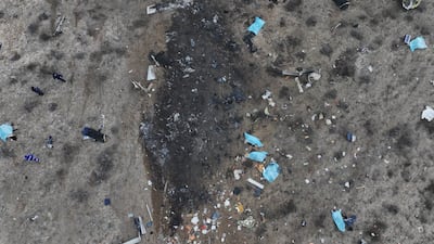 Debris at the crash site. According to preliminary information, the incident was caused by a collision between the aircraft and a flock of birds. EPA